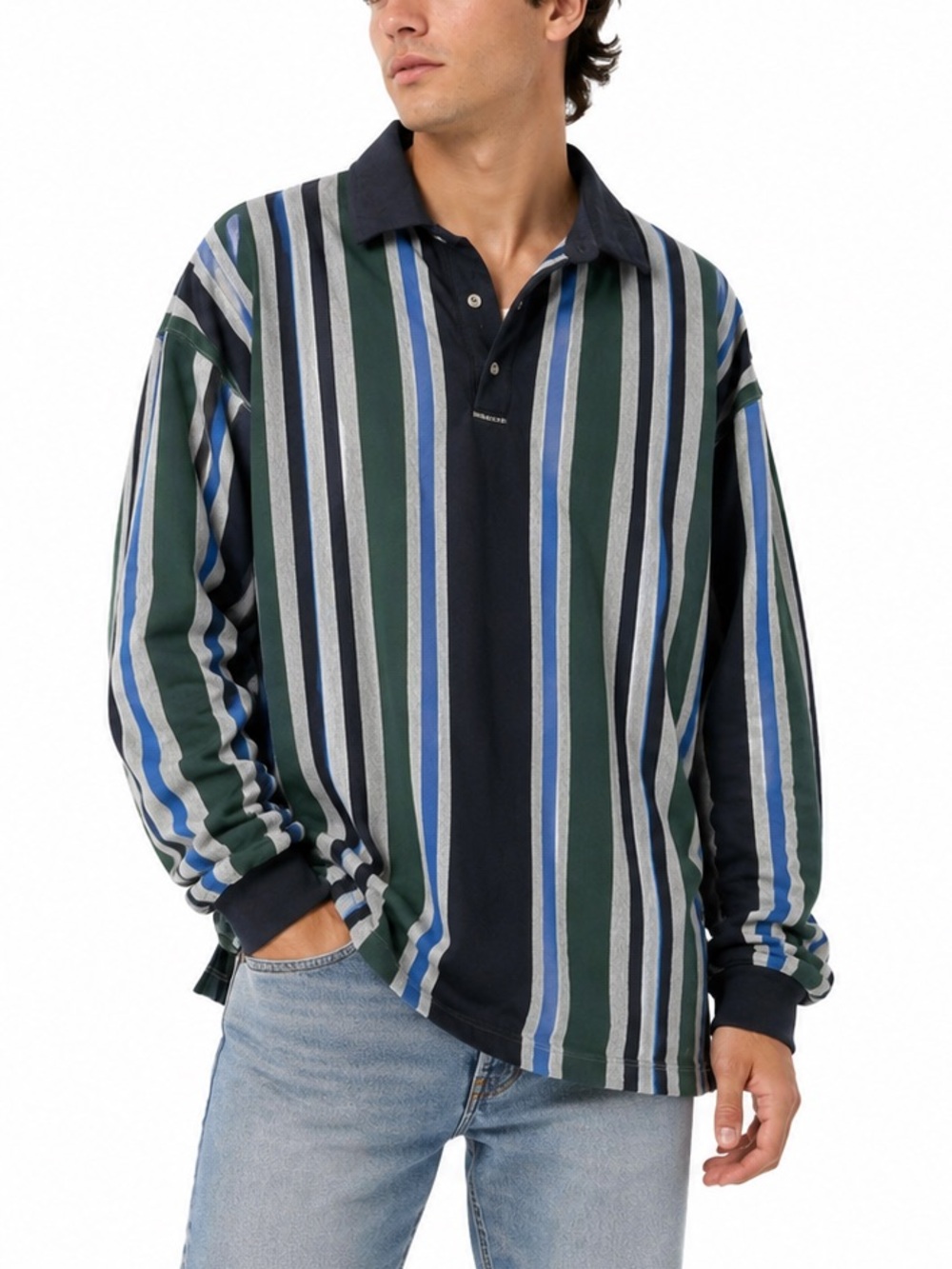 Vintage Deadstock Higher State Adventure XL Striped 100% Cotton Rugby Shirt NWT